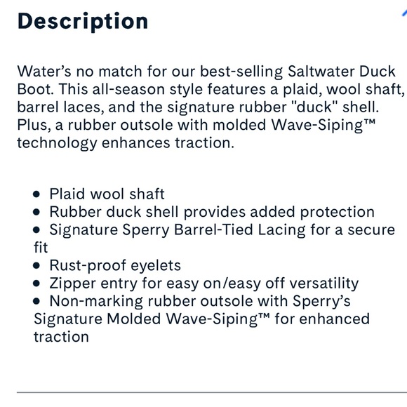 Sperry women’s saltwater Buffalo check duck boot Buffalo plaid wool shaft ivory - Picture 6 of 11